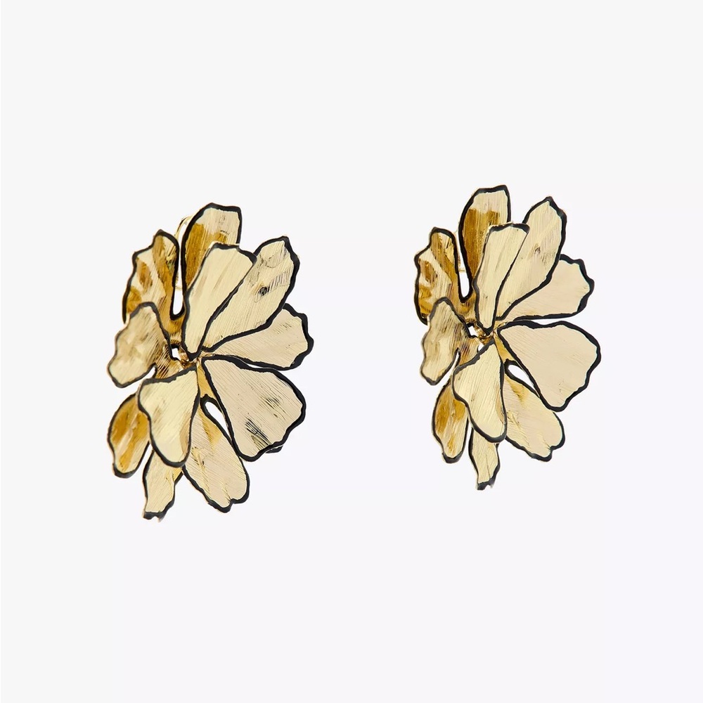 ZARA TEXTURED FLOWER EARRINGS NWT - Picture 3 of 5